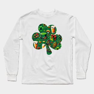 Patricks day Pattern in a Clover Long Sleeve T-Shirt